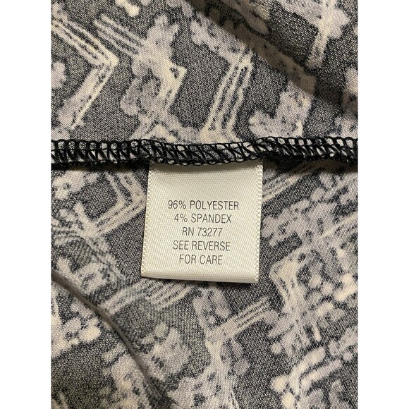 Apt 9 Gray Blk Multicolor Print Stretch Career Faux Wrap Knee MIDI Dress Large - Picture 9 of 14